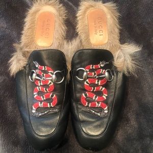 SOLD OUT! Gucci Gucci Snake Princetown Fur Loafers